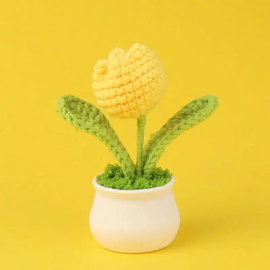 Handcrafted Crochet Tulip Mini Potted Plant Decor
