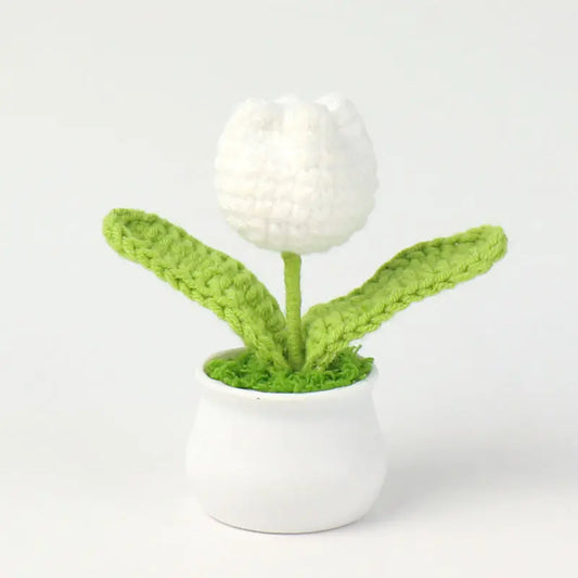 Handcrafted Crochet Tulip Mini Potted Plant Decor